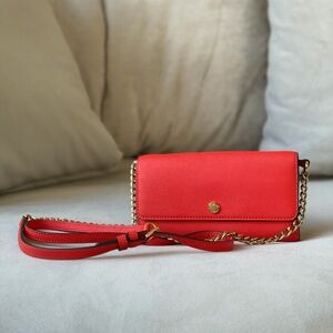 Michael Kors Red Crossbody Bag with Gold Chain